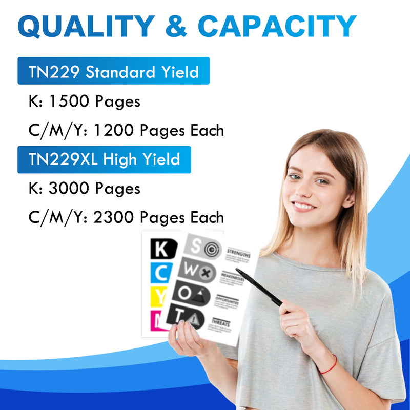 TN229 high page yield toner cartridges