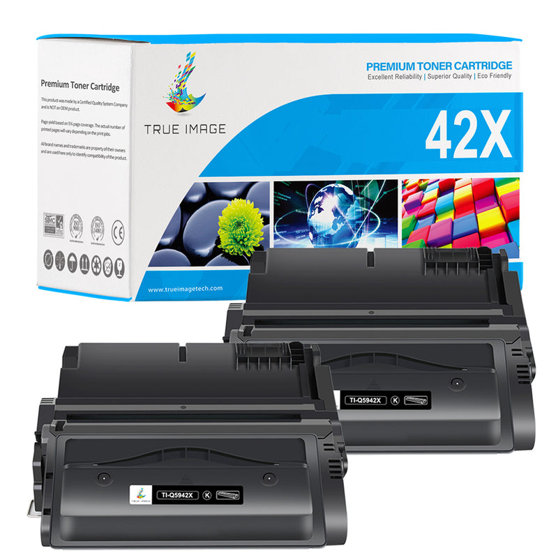 Compatible HP 42X Q5942X Toner Cartridges Black - High Yield - 2 Packs