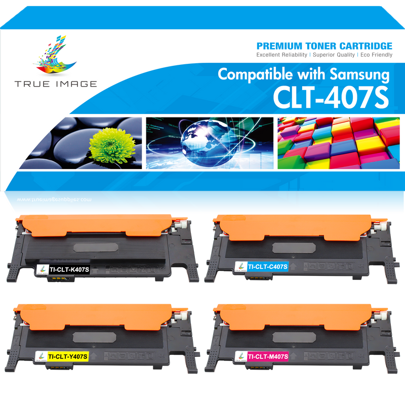 Samsung Compatible CLT-K407S/CLT-C407S/CLT-M407S/CLT-C407S Toner Cartridge 4-Pack Combo